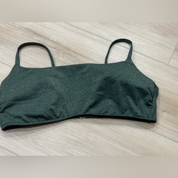 NWOT Abercrombie & Fitch Shimmering Forrest Green Swim Top - Picture 2 of 7